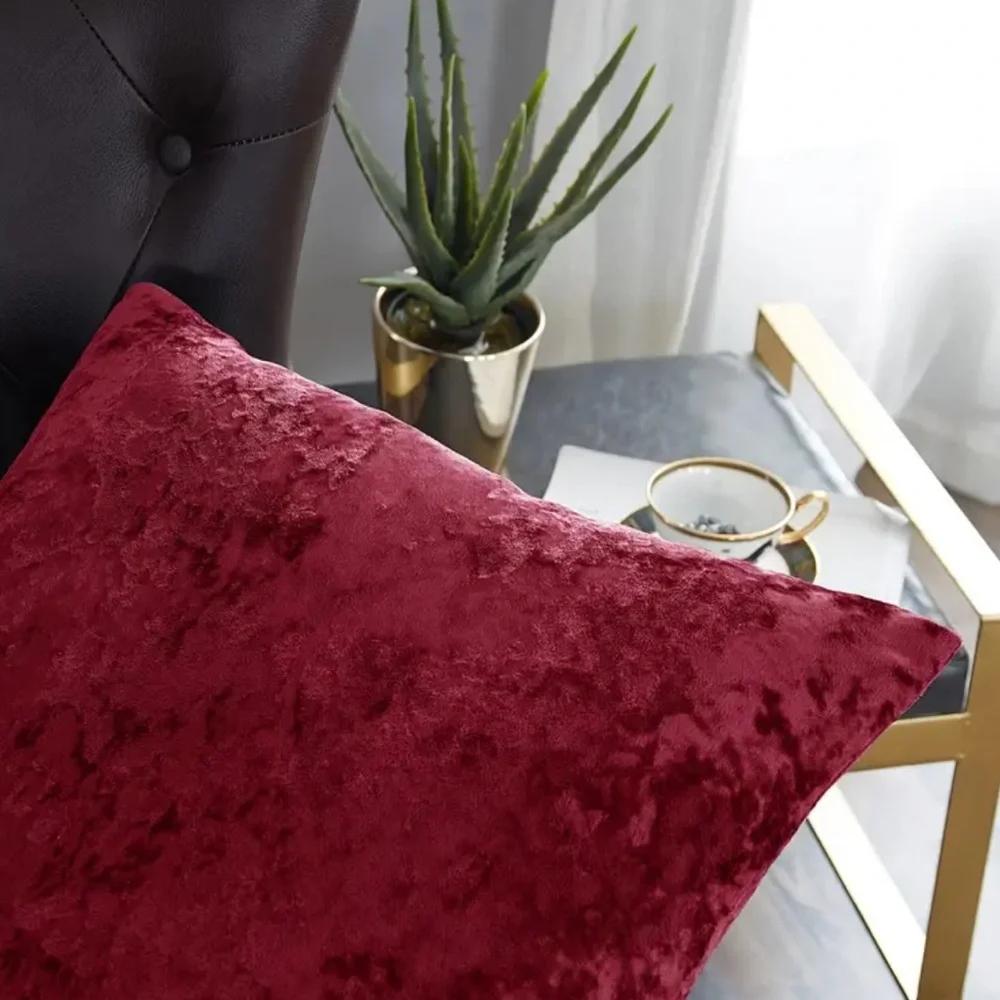 Red Crushed Velvet Throw Pillow Covers 20x20 set of 2